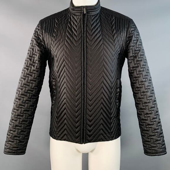 CALVIN KLEIN COLLECTION Size 40 Black Quilted Polyester Zip Up Jacket - Picture 1 of 9